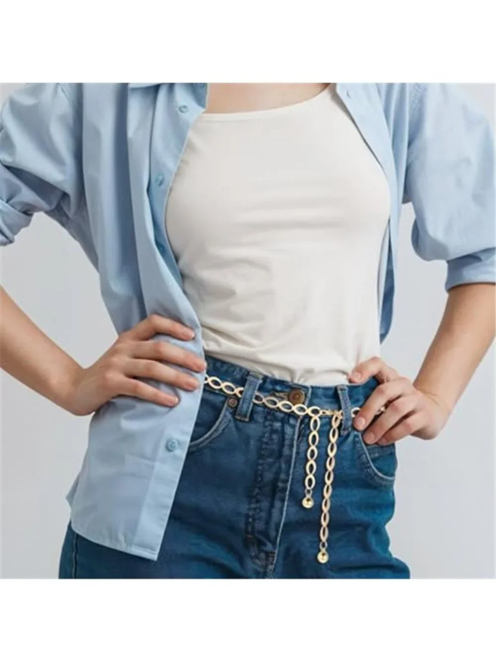 Metal Waist Chain Belt for Women, Dainty Body Link Jewelry, Adjustable Loin